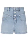 Isabel Marant Button-fastening Denim Shorts In Blue