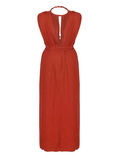 Isabel Marant Joya Open-back Braided-detail Dress In Red