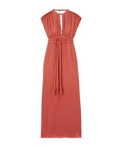 Isabel Marant Joya Open-back Braided Cotton-gauze Maxi Dress In Orange