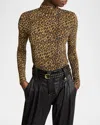 Isabel Marant Joyela Leopard-print Stretch-mesh Turtleneck Top In Leopard