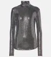 Isabel Marant Joyela Shiny Jersey Turtleneck In Silver