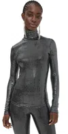 Isabel Marant Joyela Shiny Jersey Turtleneck In Black/silver