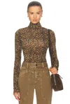 Isabel Marant Joyela Leopard-print Stretch-mesh Turtleneck Top In Leopard