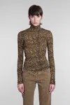 Isabel Marant Joyela Leopard-print Stretch-mesh Turtleneck Top In Animalier