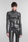 Isabel Marant Joyela Shiny Jersey Turtleneck In Silver