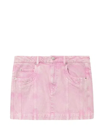 Isabel Marant Juanda Acid-wash Mini Skirt In Pink