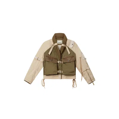 Isabel Marant Julissa Leather-trimmed Organic Cotton Jacket In Multi