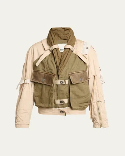 Isabel Marant Julissa Leather-trimmed Organic Cotton Jacket In Multi