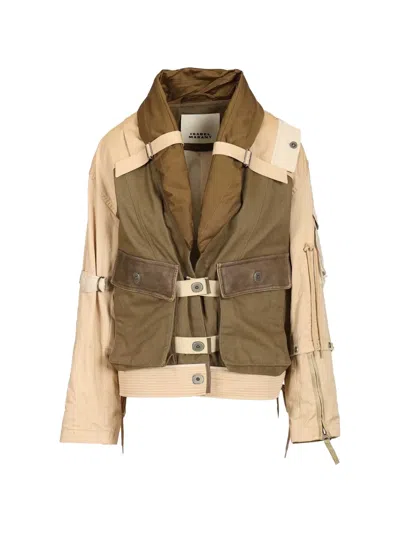 Isabel Marant Julissa Leather-trimmed Organic Cotton Jacket In Multi