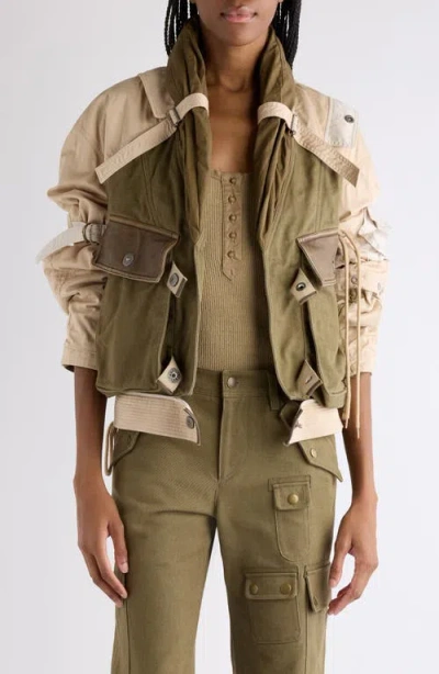 Isabel Marant Julissa Leather-trimmed Organic Cotton Jacket In Multi