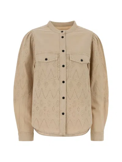 Isabel Marant Kaina Embroidered Washed-cotton Shirt In Neutral