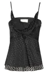 Isabel Marant Kalisia Sheer Geometric-decorated Top With Puff Neckline In Black