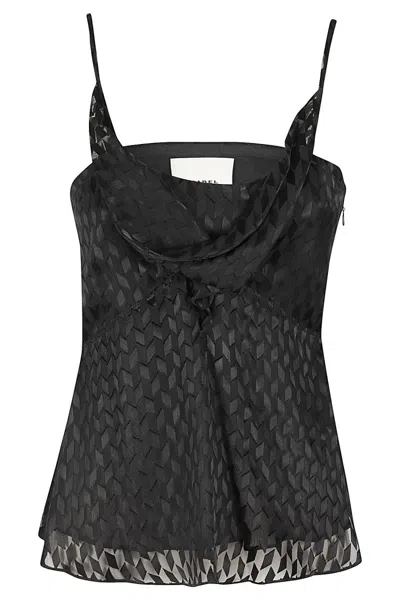 ISABEL MARANT ISABEL MARANT KALISIA SHEER GEOMETRIC-DECORATED TOP WITH PUFF NECKLINE