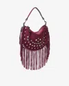 Isabel Marant Oskan Fringed Shoulder Bag In Raspberry