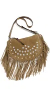 Isabel Marant 'oskan Soft' Brown Bag With Stud Decorations And Fringed Edge In Taupe