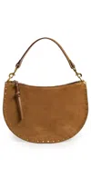 Isabel Marant Zipped Studded Suede Shoulder Bag In Cognac