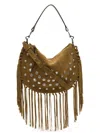 Isabel Marant 'oskan Soft' Brown Bag With Stud Decorations And Fringed Edge In Brown