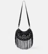 Isabel Marant Kanao Small Fringed Suede Shoulder Bag In Black