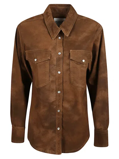 Isabel Marant Karima Faux Leather Shirt In Brown