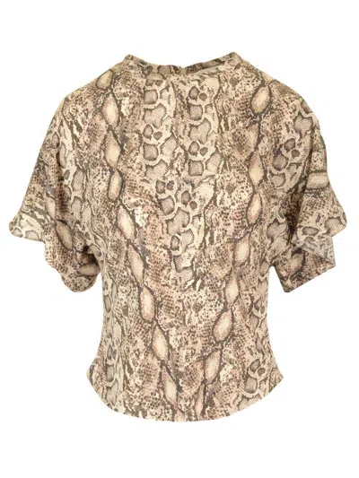 Isabel Marant Karlita Abstract Printed Top In Beige