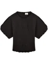 Isabel Marant Curved Hem Cut-out Blouse In Black