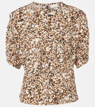 Isabel Marant Karlita Printed Silk-blend Blouse In Beige