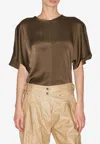 Isabel Marant Karlita Satin Blouse In Brown