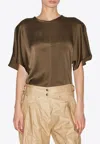 Isabel Marant Karlita Satin Blouse In Brown