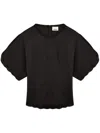 Isabel Marant Curved Hem Cut-out Blouse In Black
