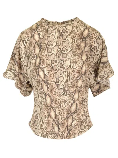 Isabel Marant Karlita Abstract Printed Top In Beige