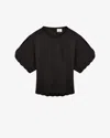Isabel Marant Curved Hem Cut-out Blouse In Black