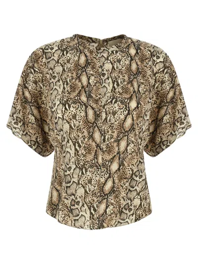 Isabel Marant 'animal Print Lightweight Top With Short Sleeves' In Multicolor