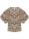 Isabel Marant Karlita Split Sleeve Stretch Silk Top In Neutrals