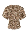 Isabel Marant Karlita Split Sleeve Stretch Silk Top In Ocher/beige