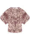 Isabel Marant Karlita Spotted-print Silk Short-sleeve Blouse In Purple