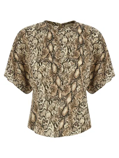 Isabel Marant 'animal Print Lightweight Top With Short Sleeves' In Multicolor