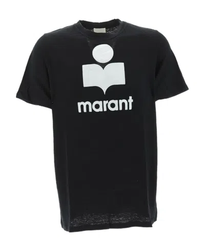 Isabel Marant Marant 'karman' Logo Linen T Shirt In Black