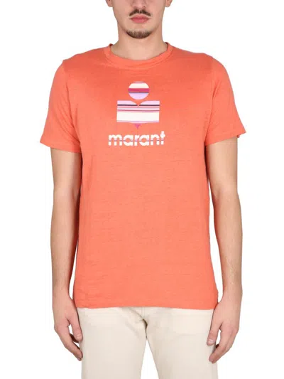 Isabel Marant Crew Neck Graphic Print Short Sleeves In Orange