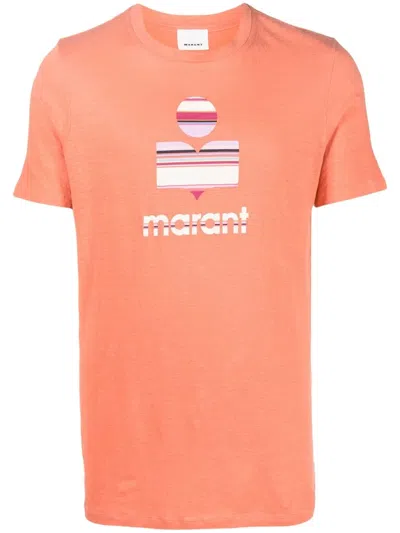Isabel Marant Crew Neck Graphic Print Short Sleeves In Orange