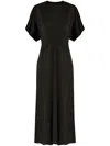 Isabel Marant Maxi Dress With Draped Sleeves And Fitted Waistline In Black