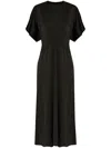 Isabel Marant Maxi Dress With Draped Sleeves And Fitted Waistline In Black