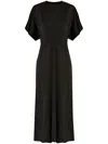 Isabel Marant Maxi Dress With Draped Sleeves And Fitted Waistline In Black