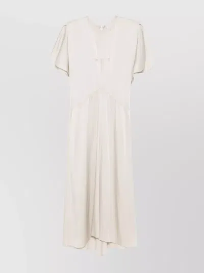 Isabel Marant Keany Midi Dress Flutter Sleeves In Neutral
