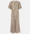 Isabel Marant Keany Snake Print Midi Dress In Beige