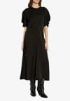 Isabel Marant Maxi Dress With Draped Sleeves And Fitted Waistline In Black