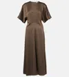Isabel Marant Keany Satin Midi Dress In Brown