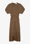Isabel Marant Keany Satin Midi Dress In Brown