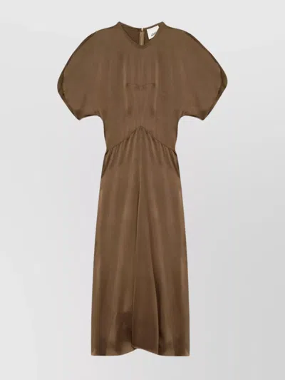 ISABEL MARANT KEANY SATIN MIDI DRESS WITH SHORT SLEEVES