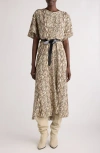 Isabel Marant Keany Snake Print Midi Dress In Natural
