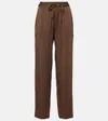 Isabel Marant Kendry Satin Sweatpants In Braun
